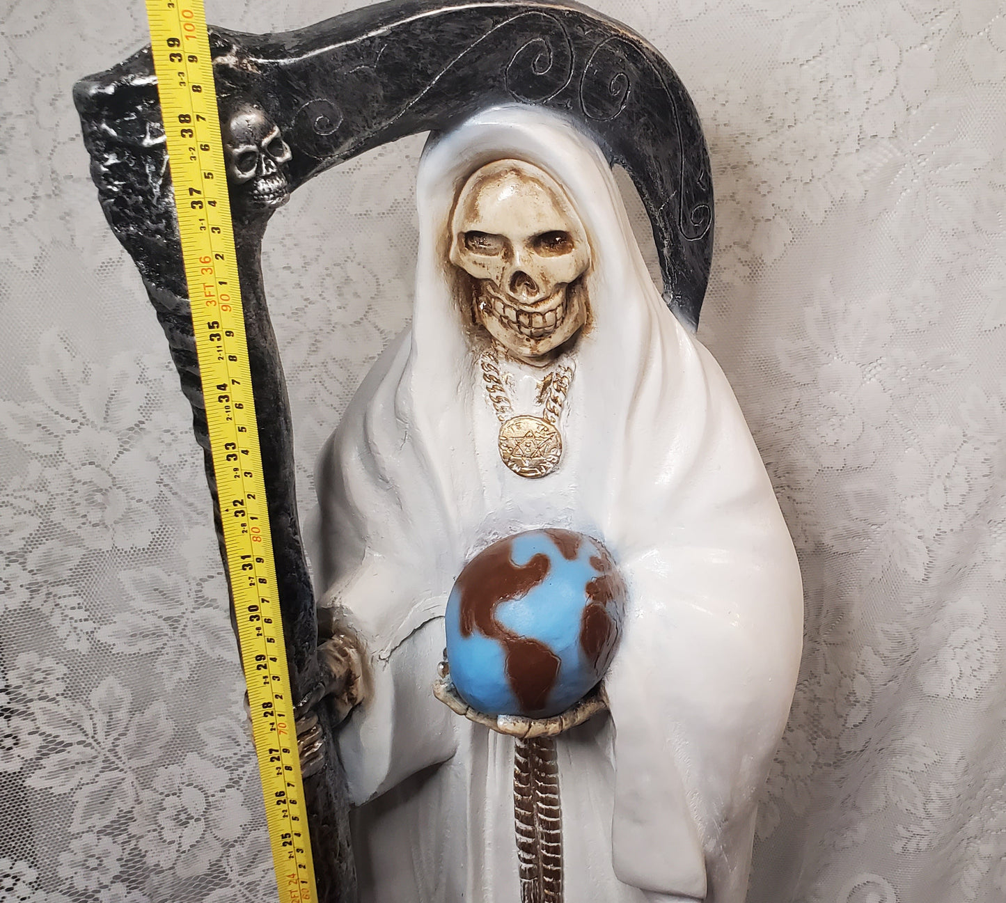 30 inch Tall-Custom Santisima Muerte Statue with Scythe