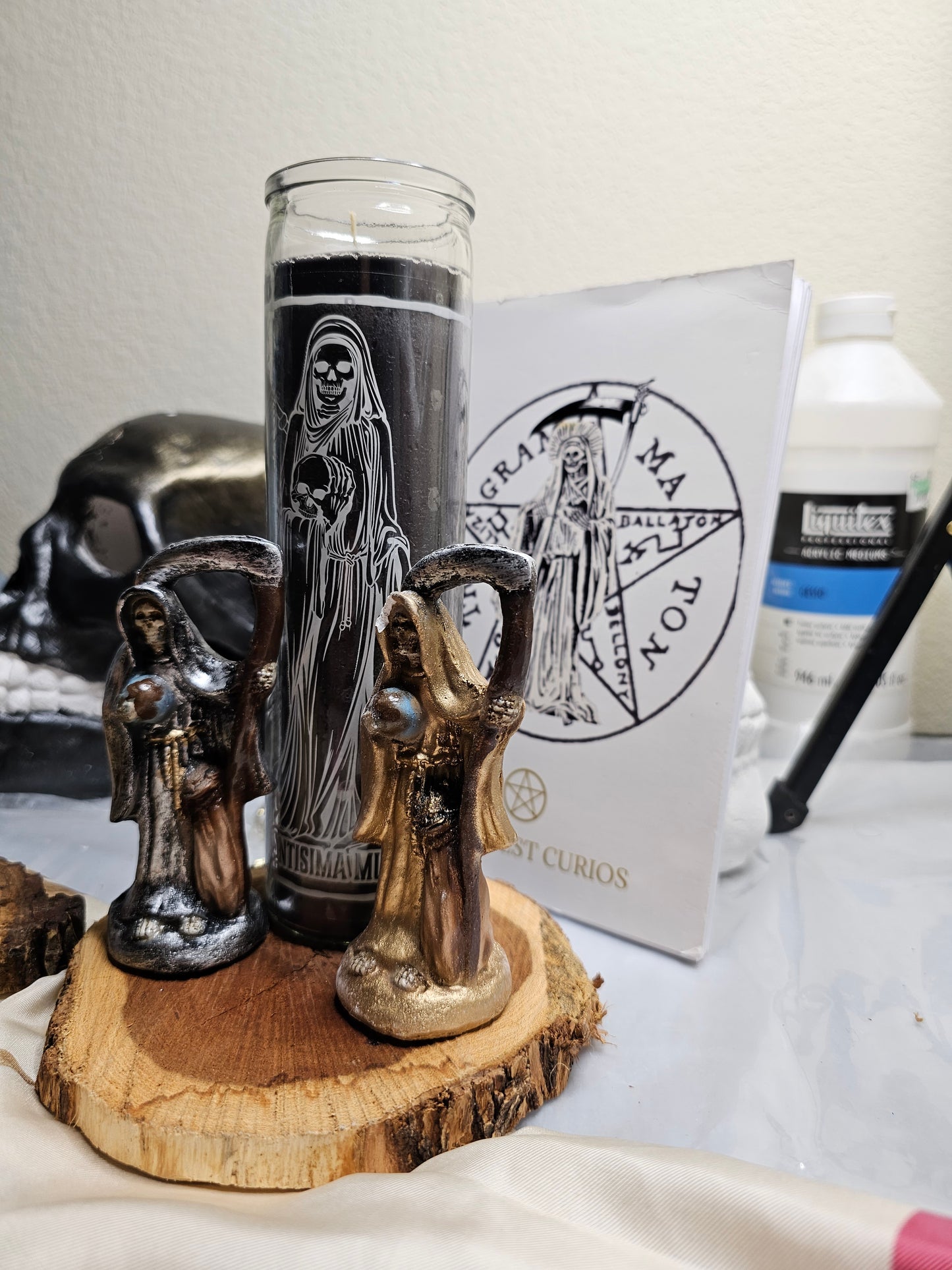 Santisima Muerte, Santa Muerte Devotional Candle, Tall Glass Candle
