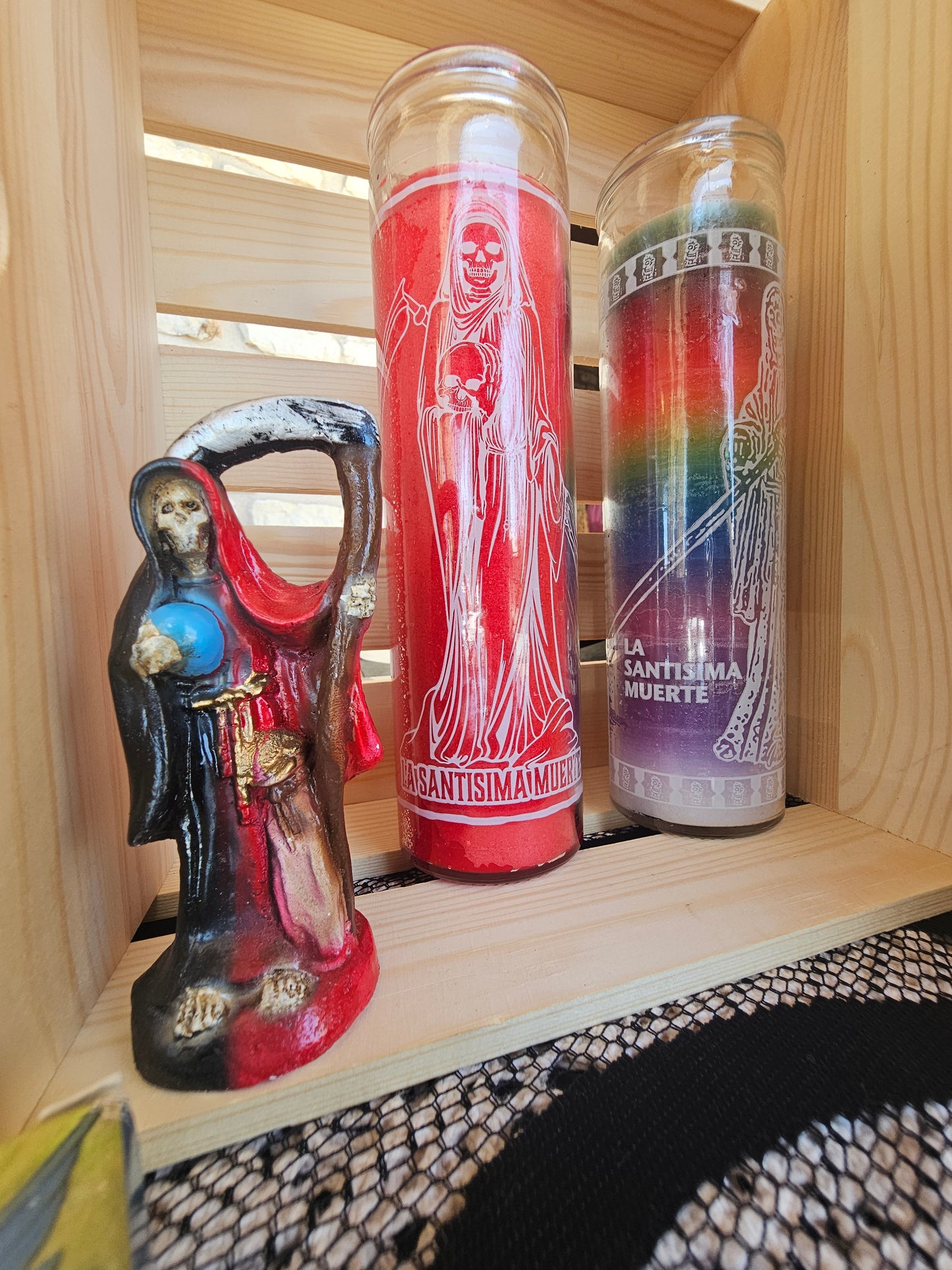 Santisima Muerte, Santa Muerte Devotional Candle, Tall Glass Candle